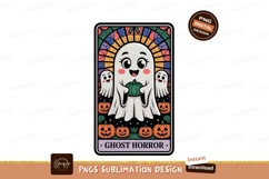Cute ghost holding pumpkin surrounded by jack o lanterns Product Image 1
