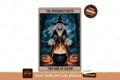 Witch brewing potion with pumpkins cauldron fire Product Image 1