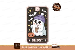 Cute ghost holding coffee cup halloween pumpkin Product Image 1