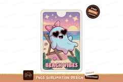 Cute ghost relaxing on beach chair sunglasses Product Image 1