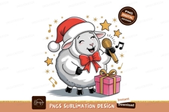 Christmas Sheep Singing Sublimation Png Design Product Image 1
