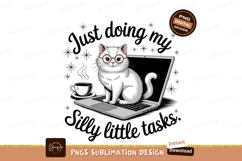 Cat Doing Tasks On Laptop Illustration Product Image 1