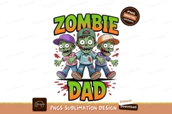 Zombie children with dad cartoon horror Product Image 1