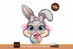 Cute Bunny Blows Bubblegum Cartoon Style Product Image 1