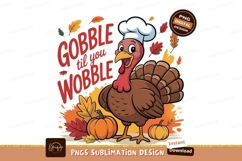 Gobbling turkey chef with pumpkins and leaves autumn Product Image 1