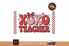 Retro teacher hugs kisses sublimation image Product Image 1