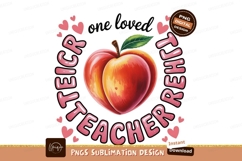 Juicy Peach Teacher Heart pink green Product Image 1