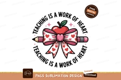 Red apple pink bow pencil hearts Product Image 1