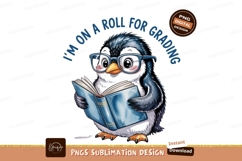 Adorable penguin reading a book glasses cute Product Image 1