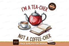 Red teapot cup book teacher coffee Product Image 1