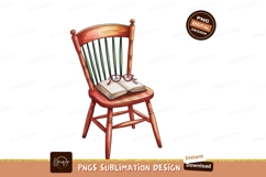 Wooden chair with book and glasses reading Product Image 1