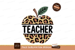 Leopard print apple with teacher text image Product Image 1
