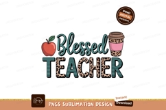 Blessed teacher apple coffee cup leopard print image Product Image 1