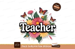 Teacher floral butterflies flowers pink Product Image 1