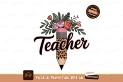 Floral Pencil Teacher Design roses leaves Product Image 1