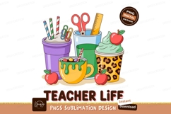 Colorful School Supplies Drinks Apples image Product Image 1