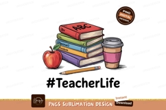 Stacked books apple coffee cup pencil education Product Image 1