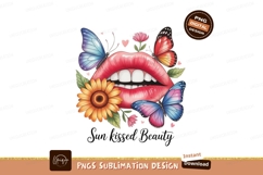 Red lips butterflies flower pink orange Product Image 1