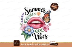 Pink lips butterfly flowers blue Product Image 1