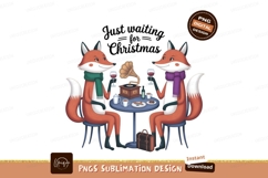 Foxes Celebrate Christmas Eve Drinking Wine Product Image 1