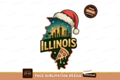 Illinois state silhouette with pizza and santa hat Product Image 1