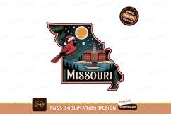 Cardinal Christmas scene inside Missouri outline santa Product Image 1