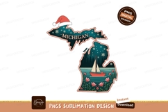 Michigan state shape festive holiday scene christmas Product Image 1