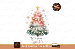 Pink green decorated pine tree with star christmas Product Image 1