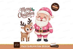 Format: Title: Jolly Santa and Cute Reindeer Christmas Greet Product Image 1