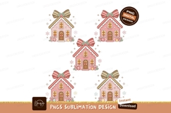 Pink gingerbread houses with festive decorations candy Product Image 1