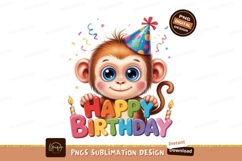 Cute monkey celebrates birthday with colorful letters Product Image 1