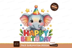 Cute elephant wearing party hat baby happy Product Image 1