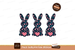 Floral Easter Bunnies With Hearts Sublimation Png Product Image 1