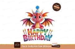 Red dragon wearing party hat wings blue Product Image 1