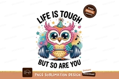 Colorful owl lifting weights party Product Image 1
