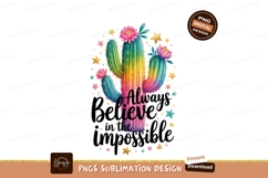 Rainbow cactus with flowers and stars pink Product Image 1