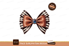 Brown striped bow gemstone embellishment blue Product Image 1