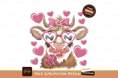 Cute Cow Hearts Valentine Sublimation Png Product Image 1
