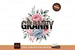 Floral Granny Leopard Print Letters roses pink Product Image 1