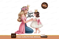 Mother daughter princesses holding hands crown flowers Product Image 1