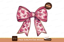 Pink Bow With Hearts Sublimation Png Product Image 1