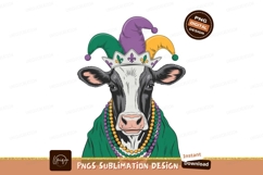 Cow wearing Mardi Gras attire jester Product Image 1