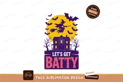 Witch flying over haunted house bats moon halloween Product Image 1