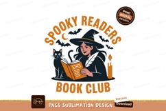 Witch reading book with cat and candle image Product Image 1