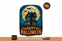 Spooky Mansion Bats Full Moon Halloween image Product Image 1
