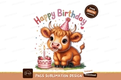 Format: Title: Fluffy calf celebrates birthday with cake Product Image 1
