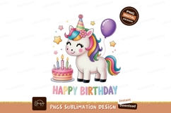 Happy birthday unicorn cake balloon stars image Product Image 1