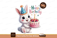 Fluffy bunny celebrates birthday with cake celebration Product Image 1