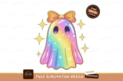 Rainbow ghost with bow and stars sparkle Product Image 1