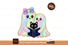 Cute ghosts reading book with cat image Product Image 1